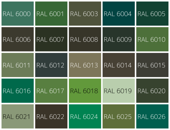 Χρώματα Ral Αλουμινίων Παλέτα Green