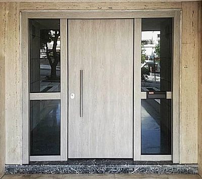 Πόρτα Laminate - Εισόδου Πολυκατοικίας Με 2 Σταθερά