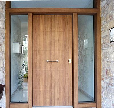 Πόρτα Laminate - Εισόδου Πολυκατοικίας Με 2 Σταθερά & Φεγγίτη