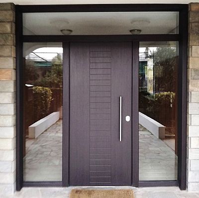 Πόρτα Laminate - Εισόδου Πολυκατοικίας Με 2 Σταθερά & Φεγγίτη