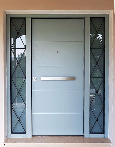 Πόρτα Αλουμινίου - Εισόδου Πολυκατοικίας Με 2 Σταθερά